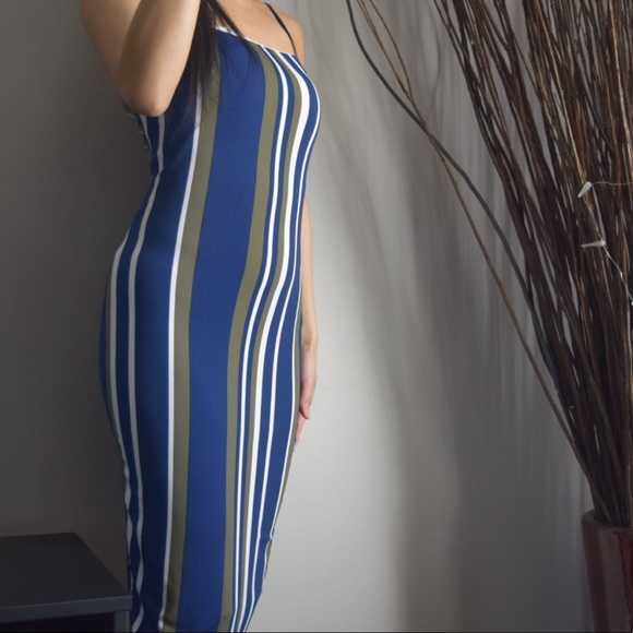 Striped Bodycon Long Dress - Picture 3 of 3